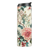 Rustieke vogel en poinsettia kerstpatroon (11) thermosbeker (Gedraaid links)