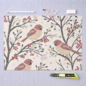 Rustieke vogel en poinsettia kerstpatroon (1) tissuepapier (Craft)