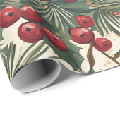 Rustieke vogel en poinsettia kerstpatroon (8) cadeaupapier (Rol Hoek)