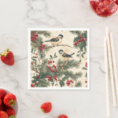 Rustieke vogel en poinsettia kerstpatroon (8) servet (Insitu)