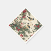 Rustieke vogel en poinsettia kerstpatroon (8) servet (Hoek)