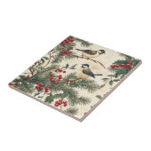 Rustieke vogel en poinsettia kerstpatroon (8) tegeltje (Zijkant)