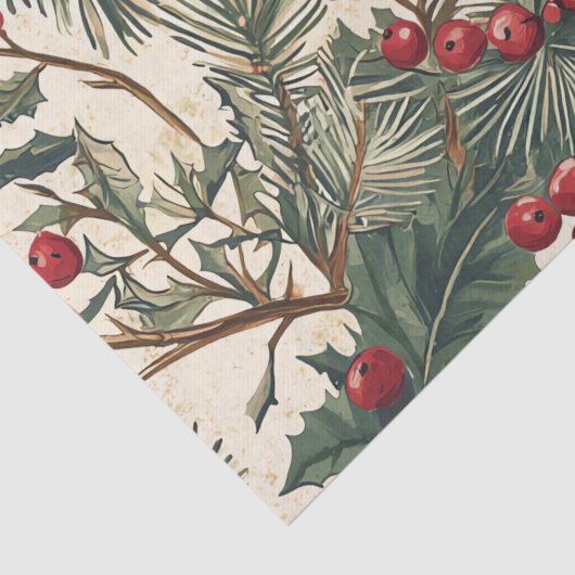 Rustieke vogel en poinsettia kerstpatroon (8) tissuepapier (Detail)