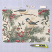 Rustieke vogel en poinsettia kerstpatroon (8) tissuepapier (Craft)