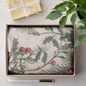 Rustieke vogel en poinsettia kerstpatroon (8) tissuepapier (Geschenk)