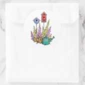 Rustieke Vogelhuis Tuin Waterverf Schets Ronde Sticker (Tas)