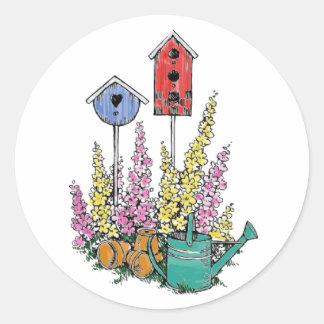 Rustieke Vogelhuis Tuin Waterverf Schets Ronde Sticker