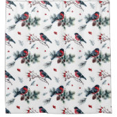 Rustieke Vogels Bessen Pine Kegels en Takken | Douchegordijn (Voorkant)