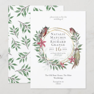 Rustieke vogels botanische uitnodiging