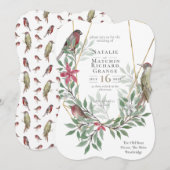 Rustieke vogels botanische  uitnodiging (Voorkant / Achterkant)