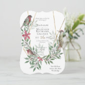 Rustieke vogels botanische  uitnodiging (Staand voorkant)