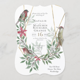 Rustieke vogels botanische uitnodiging