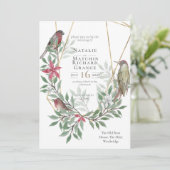 Rustieke vogels botanische  uitnodiging (Staand voorkant)