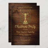 Rustieke volks kunst Kerst Reindeer Uitnodiging (Voorkant / Achterkant)