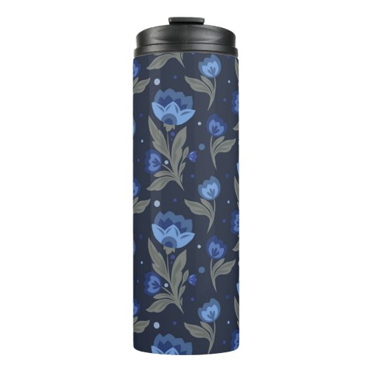 Rustieke volkskunst bloemtextuur thermosbeker (Voorkant)