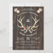 Rustieke volkskunst hertengewei Baby shower Kaart (Voorkant)