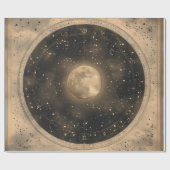 Rustieke  Volle Maan Celestial Design Cadeaupapier (Vlak)