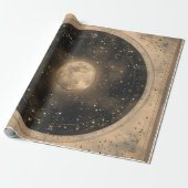 Rustieke  Volle Maan Celestial Design Cadeaupapier (Uitgerold)