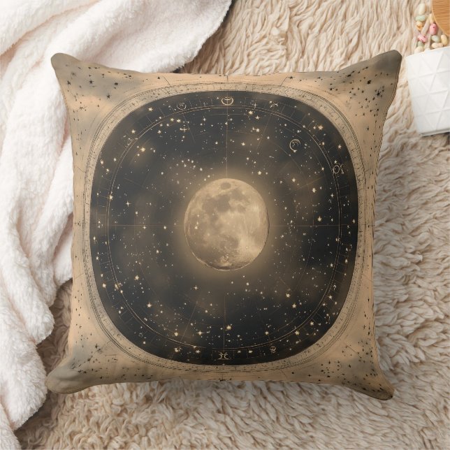 Rustieke  Volle Maan Celestial Design Kussen (Deken)