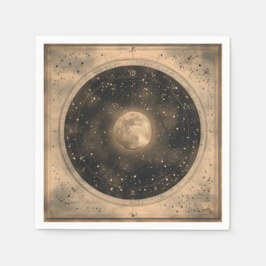 Rustieke Volle Maan Celestial Design Servet (Voorkant)