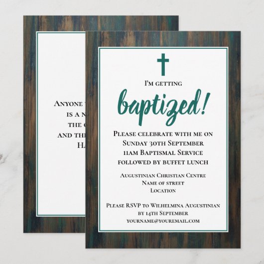 Rustieke volwassen doop kaart (Voorkant / Achterkant)