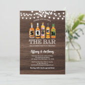 Rustieke voorraad de bar verlovingsfeest hout kaart (Staand voorkant)