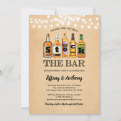 Rustieke voorraad de bar verlovingsfeest retro kaart (Voorkant)