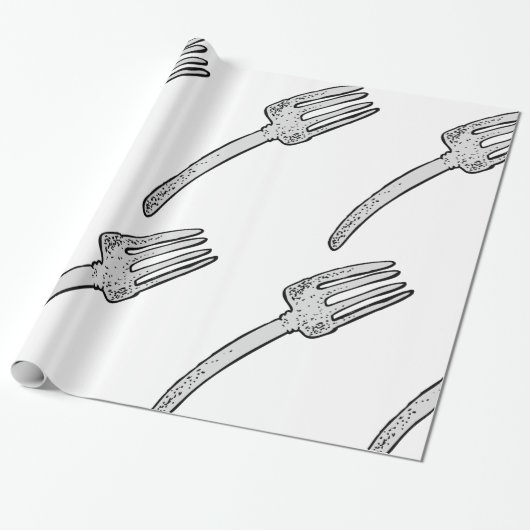 Rustieke  vork retro bestek cadeaupapier (Uitgerold)