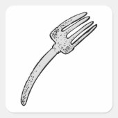 Rustieke  vork retro bestek vierkante sticker (Voorkant)