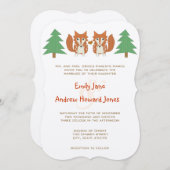 Rustieke vos en dennenboom bruiloft uitnodiging (Voorkant / Achterkant)
