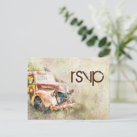  rustieke vrachtwagen bruiloft RSVP behuizing Uitnodiging Briefkaart (Staand voorkant)