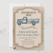 Rustieke vrachtwagen jongen babyshower uitnodiging (Voorkant)