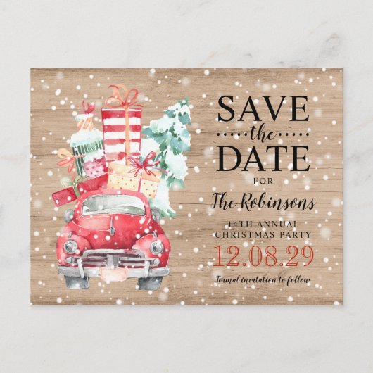 Rustieke  Vrachtwagen Kerst Save the Date Aankondigingskaart (Voorkant)
