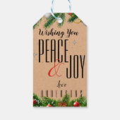 Rustieke Vrede En Vreugde Rode Bessen Bruine Kerst Cadeaulabel (Achterkant)
