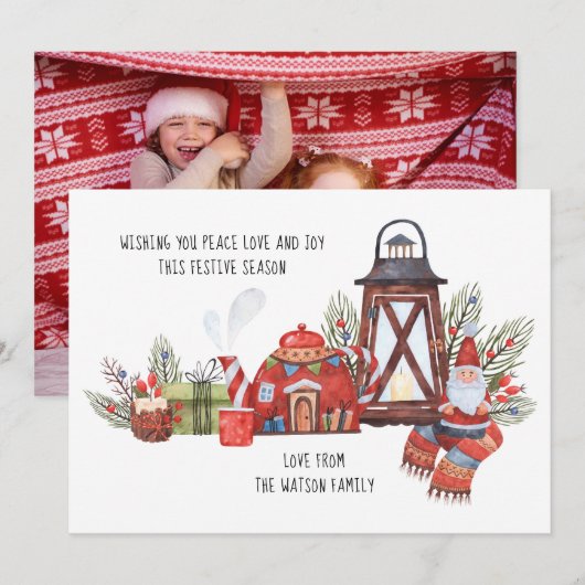 Rustieke Vrede Liefde Vreugde Kerst Foto Persoonli (Voorkant / Achterkant)