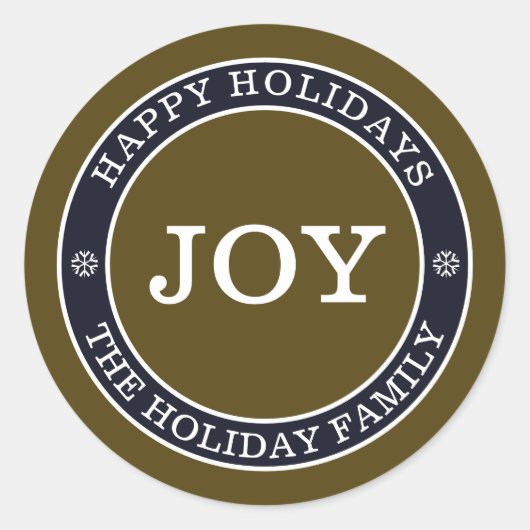 Rustieke vreugde gepersonaliseerde vakantie ronde sticker (Voorkant)