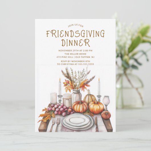 Rustieke Vriendschappen Dinner Party Kaart (Staand voorkant)