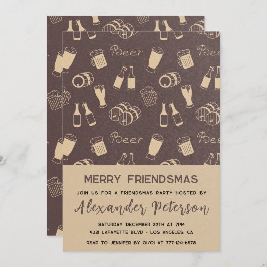 Rustieke Vriendschappen Uitnodigingen Bierviering (Voorkant / Achterkant)