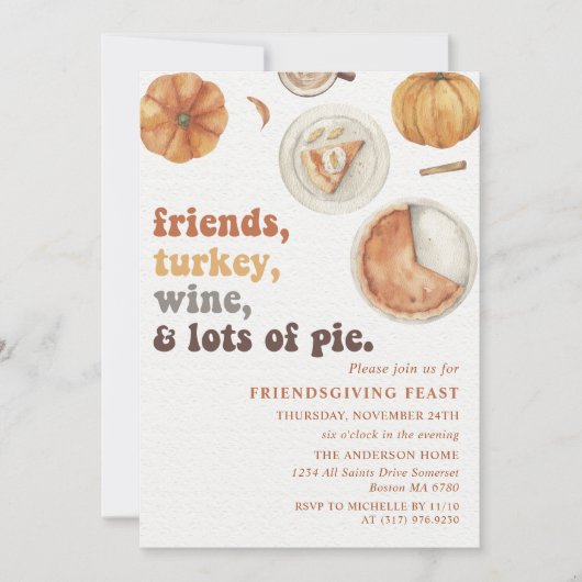 Rustieke Vriendsgiving Diner Feest Party uitnodigi Kaart (Voorkant)