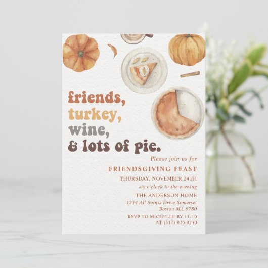 Rustieke Vriendsgiving Diner Feest Party uitnodigi Kaart (Staand voorkant)