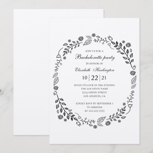 Rustieke vrijgezellenfeest. Botanisch land Kaart (Voorkant / Achterkant)