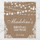 Rustieke Vrijgezellenfeest Burlap Kant String Ligh Wijn Etiket (Enkel label)