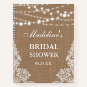 Rustieke Vrijgezellenfeest Burlap Lace Lights Cade Notitieboek (Voorkant)