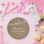 Rustieke Vrijgezellenfeest Burlap String Lights Papieren Bordje (Feest)