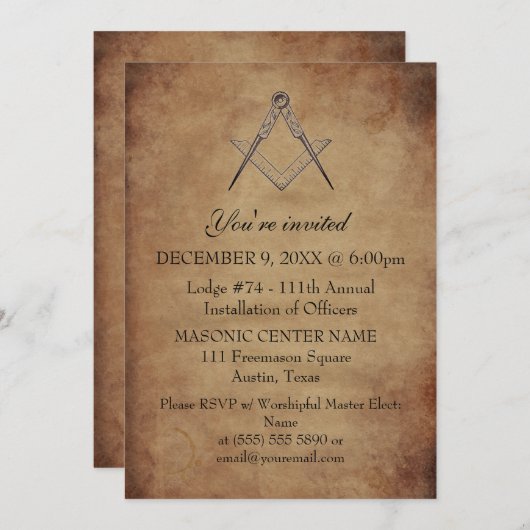 Rustieke Vrijmetselaar Black Masonic Kaart (Voorkant / Achterkant)