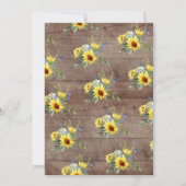 Rustieke vrolijke gele zonnebloem bruiloftslunch kaart (Achterkant)