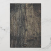 Rustieke vrolijke houten familie foto Kerstmis Folie Feestdagenkaart (Achterkant)