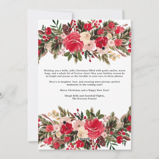 Rustieke vrolijke kerst bloemen waterverf feestdagenkaart (Achterkant)