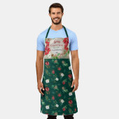 Rustieke Vrolijke Kerst Bourgondië Poinsettia Bloe Schort (Gedragen)