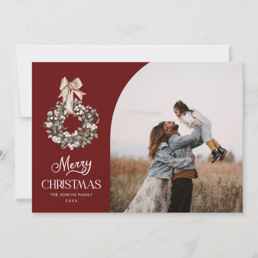 Rustieke vrolijke kerst fotokaart feestdagenkaart (Voorkant)
